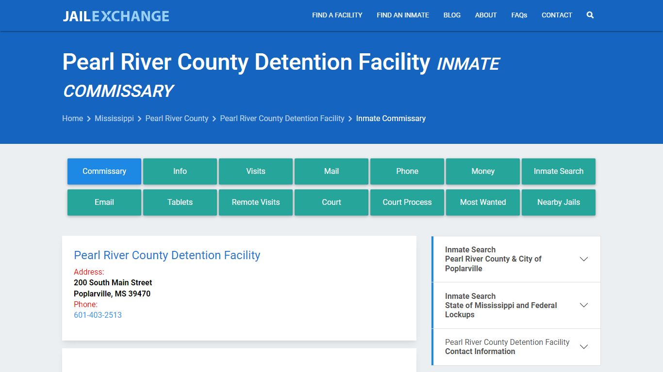 Pearl River County Detention Facility Inmate Commissary - Jail Exchange